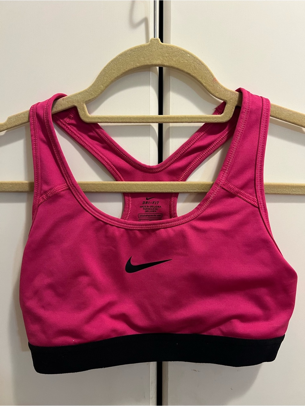 Nike Hot Pink Racerback Sports Bra with Black Logo